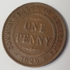 AUSTRALIA 1920 . ONE 1 PENNY . VARIETY . .BOTTOM DOTS . LONDON DIE